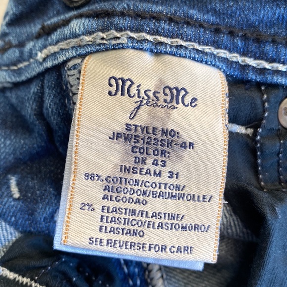 Miss Me Women's Skinny Jeans JPW5123SK-4 Dark Wash Embellished Pockets Size 23 - Picture 7 of 9